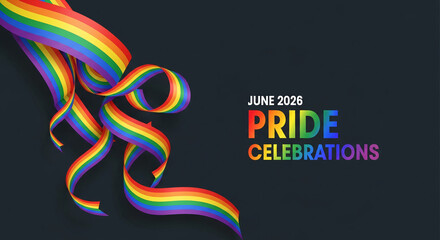 Obraz premium Rainbow ribbons curl and weave, symbolizing diversity and inclusivity, perfect for Pride celebrations and LGBTQ+ awareness campaigns