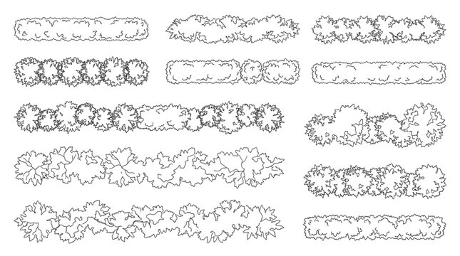 Set of top view hedges and shrubs outlines for landscape design