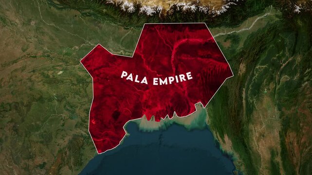 Pala Empire Map Animation around 900 AD. Historical map animation of the Pala Empire 4k.