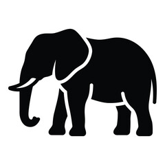 Fototapeta premium Black elephant silhouette icon