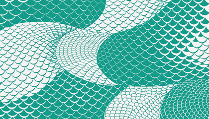 Teal Fish Scale and Reptile Skin Aquatic Animal Pattern Background © revpy