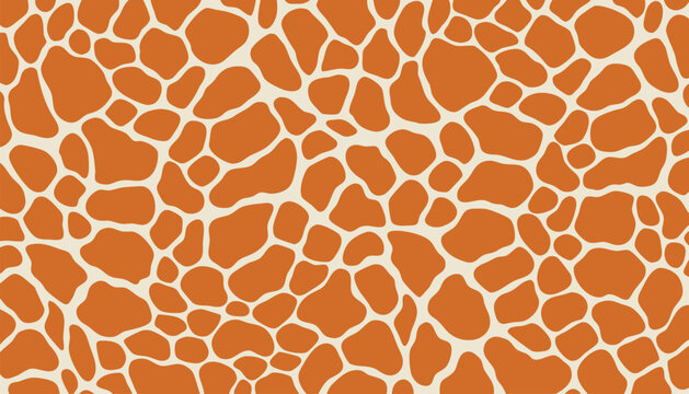 Abstract Orange Giraffe Skin and Exotic Wildlife Animal Pattern Background