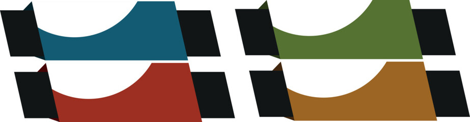 A visually striking graphic featuring four distinct abstract geometric shapes each presented in a contrasting color palette. The shapes are arranged in a symmetrical pattern with two on the top row  © Nazmul