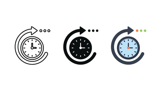 Clock history icons set with circular arrow vector illustration