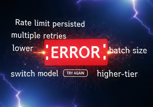 Error message screen with retry button isolated on white background