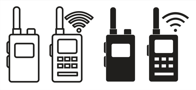 Walkie talkie icon, communication device with portable radio channel icon for security services and communication use, vector illustration.