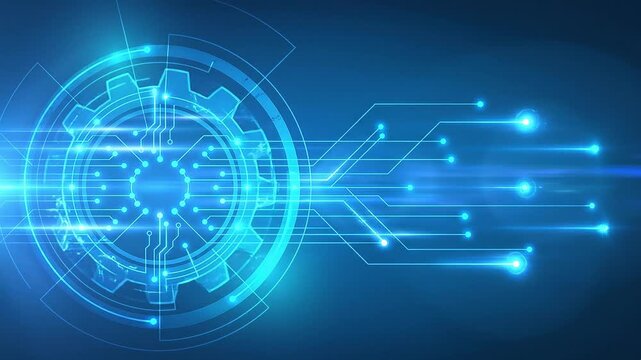 Abstract technology background with digital gear and circuit board