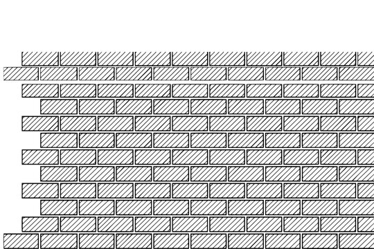 Seamless Brick Wall Hatch Pattern Vector Black Outline Texture for CAD Architectural Drawings