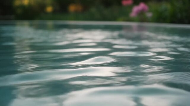 Close-up view of gentle ripples on a swimming pool surface