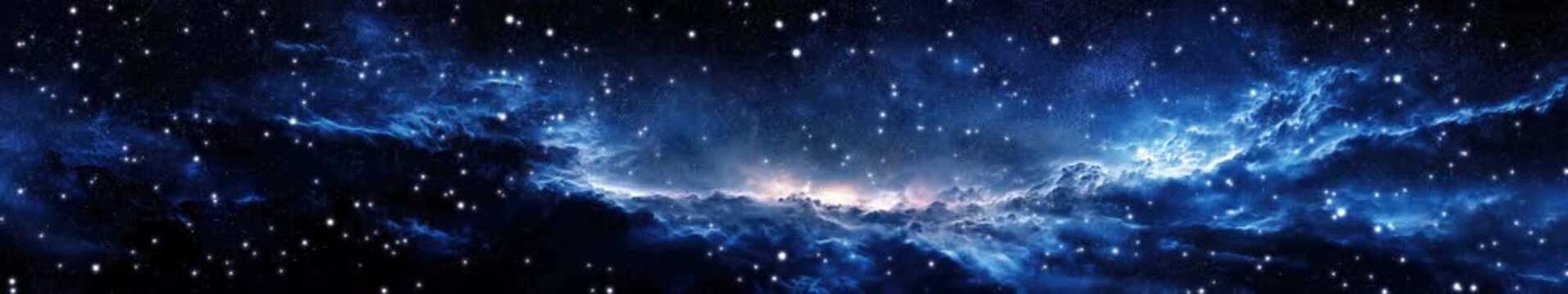 Deep Space Panorama with Blue Nebula Clouds, Stars and Galaxy Background Loop