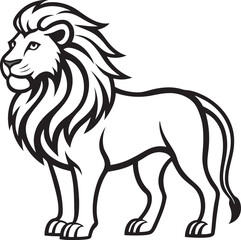 Obraz premium Black and White Lion Line Art Design for Branding