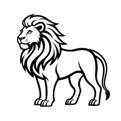 Obraz premium Black and White Lion Line Art Design for Branding