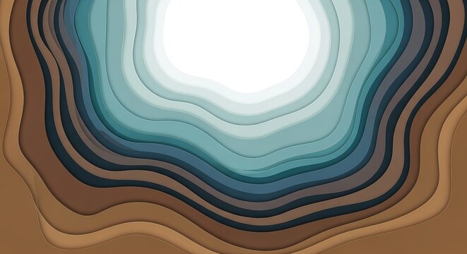 Abstract layered waves in shades of blue and brown
