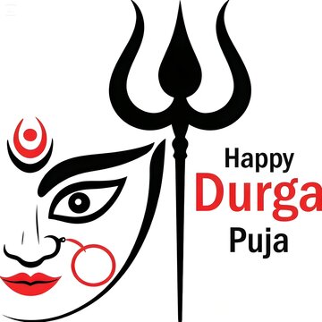 Durga face with trident