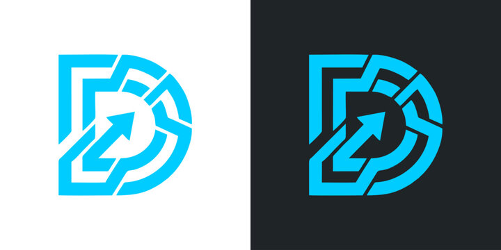 Abstract B Letterform Logo Design with Circuit Board Aesthetics