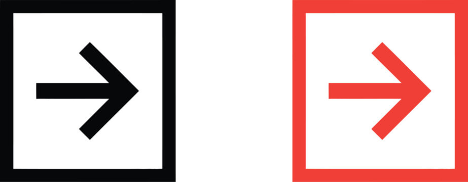 Right arrow icon in black and red outline style Vector