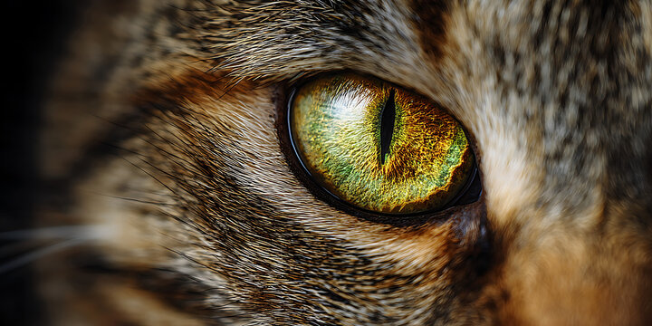 Cat Eye Close Up with Green and Yellow Eyes
