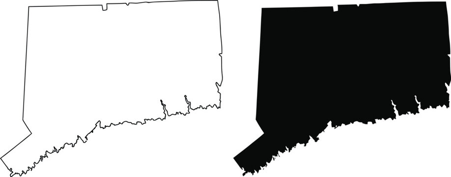 Black and white outline map of connecticut state shape Vector