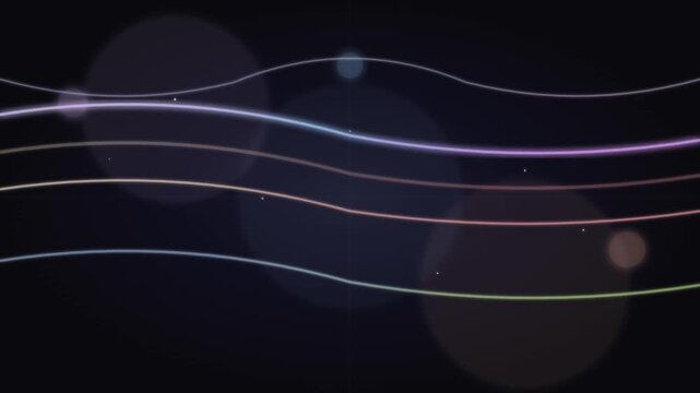 Neon light lines, colorful glowing waves, abstract background, motion graphics element
