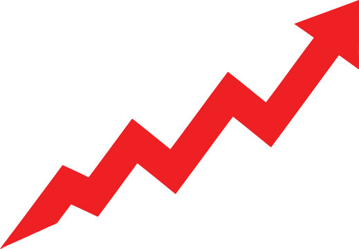 Red upward arrow trend line graphic Vector