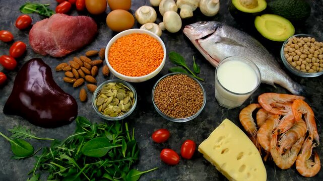 Foods that contain B vitamins. Selective focus.