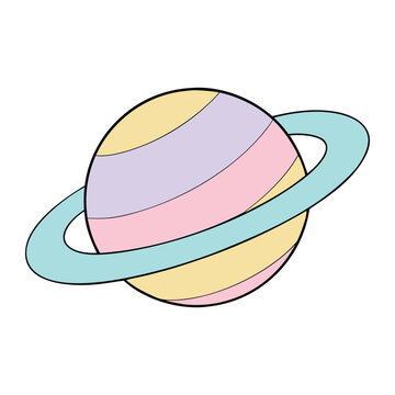 Bright Colorful Planet Vector Space Illustration Galaxy World Design Graphic Art Style