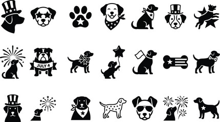 Fototapeta premium patriotic dogs in july 4th decorations and accessories
