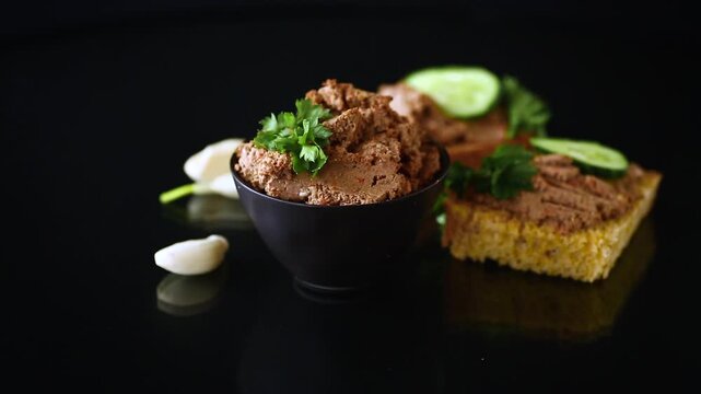 creamy homemade meat spread prepared for gourmet snack