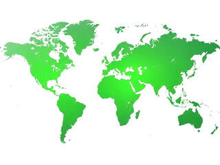Obraz premium Bright green stylized world map illustration graphic isolated on transparent background