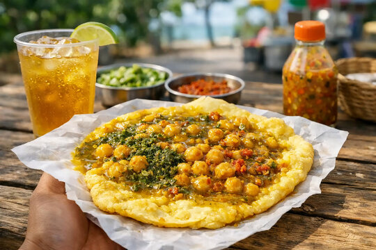 Trinidad doubles and channa on the street