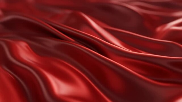 Elegant Red Silk Fabric Waving in Slow Motion