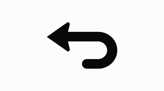 left arrow icon black silhouette on white background