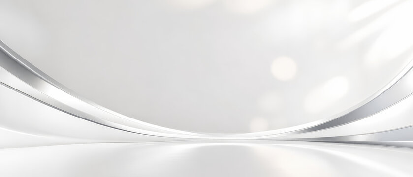 Abstract background white background silver curve wave clean design minimal light glossy