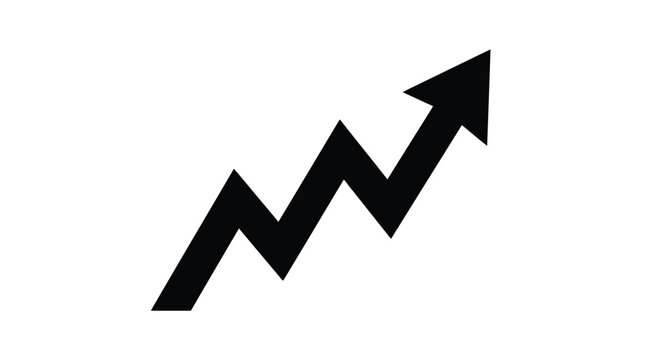 rising arrow graph icon on white background