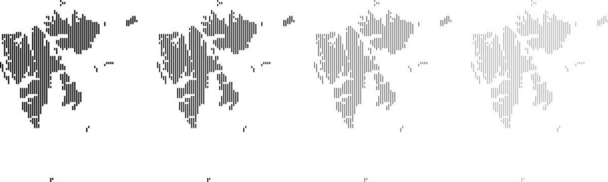 Norway Svalbard Vector Area Boundary Map Art with Vertical infographic line pattern view.  Svalbard Island Map Silhouette Design with different line size shape