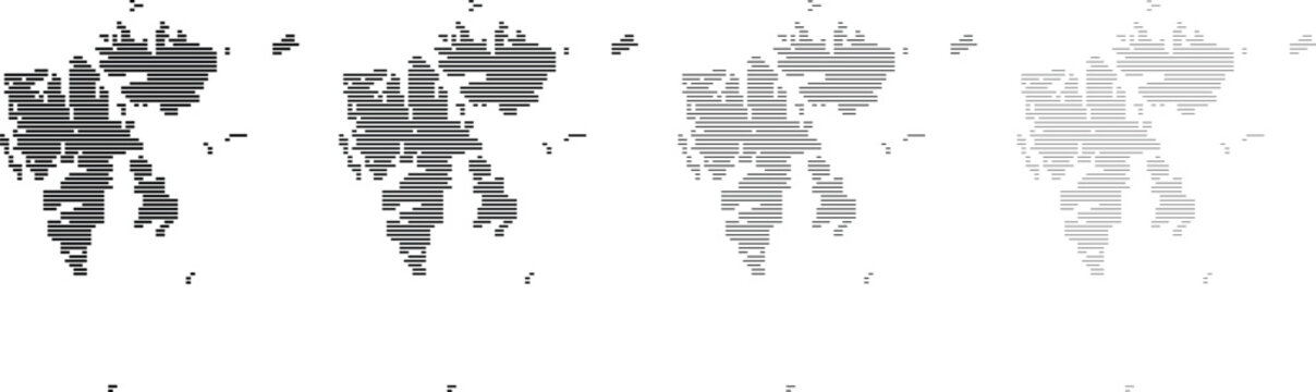 Horizontal infographic line pattern Svalbard Island Vector Map Silhouette Design with different line shape