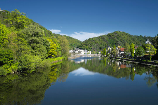 Kurstadt Bad Ems an der Lahn im April 2026 - UNESCO Weltkulturerbe Great Spas of Europe - Stockfoto	