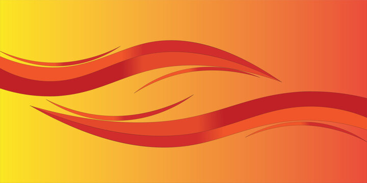Vector red line background curve element with yellow space for text and message design, overlapping layers, vector