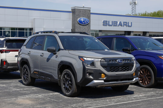 Subaru Forester Wilderness Compact SUV at a dealership. Subaru offers the Forester with a 2.5L DOHC BOXER engine. MY:2026