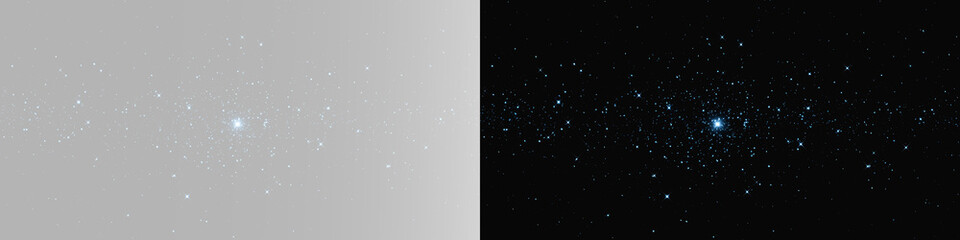 Festive grey background with glowing blue star particles and magical bokeh for celebration and luxury event