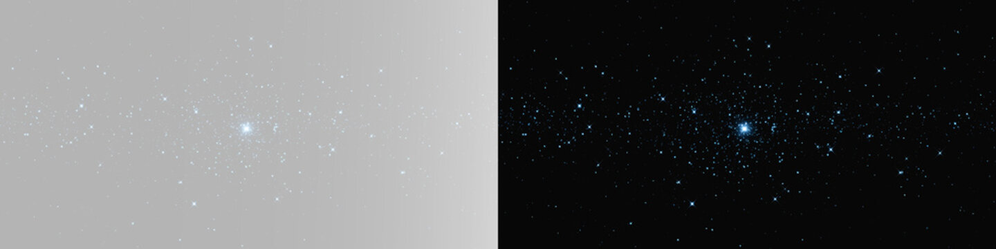 Festive grey background with glowing blue star particles and magical bokeh for celebration and luxury event
