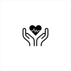 Fototapeta premium Cardiology Care Hands with Heartbeat Icon - Medical Pulse and Healthcare Support Symbol