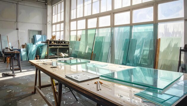 ガラス工房の作業風景