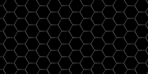Fototapeta premium Dark black Hexagonal Background. Luxury black paper Pattern. Vector Illustration. Futuristic abstract honeycomb mosaic black background. geometric mesh cell texture. modern futuristic wallpaper.