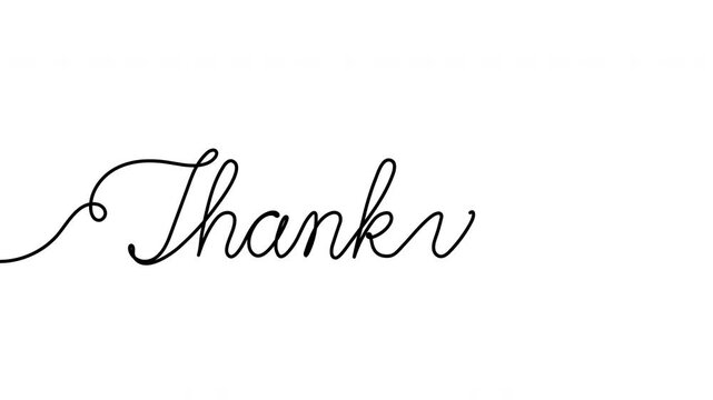 Thank You Cursive Calligraphy Text on White Background