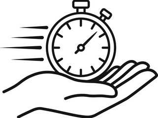Stopwatch on open palm of hand fast time concept isolated on transparency background. © MRSTOCK LAB