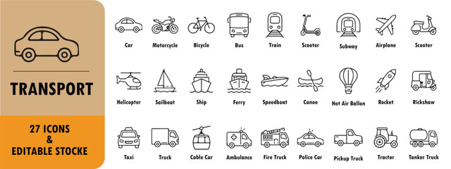 Set of transport line icons © Dipika