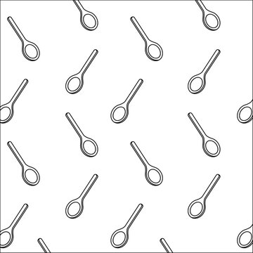Minimal seamless spoon pattern vector with simple black outline on light background. Repeating kitchen utensil design for fabric, wrapping paper, wallpaper, textile, and packaging.