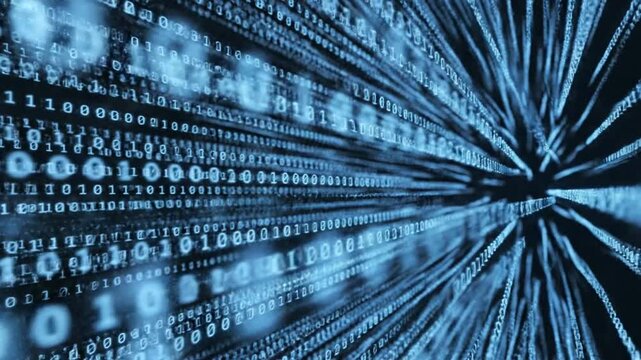 Digital tunnel of binary code streaming.
