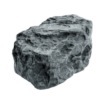 Single large grey granite rock boulder isolated on a plain transparent background, for texture isolated on a transparent background